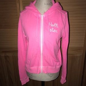 Hollister Hot Pink Zip up Sweatshirt Size Large